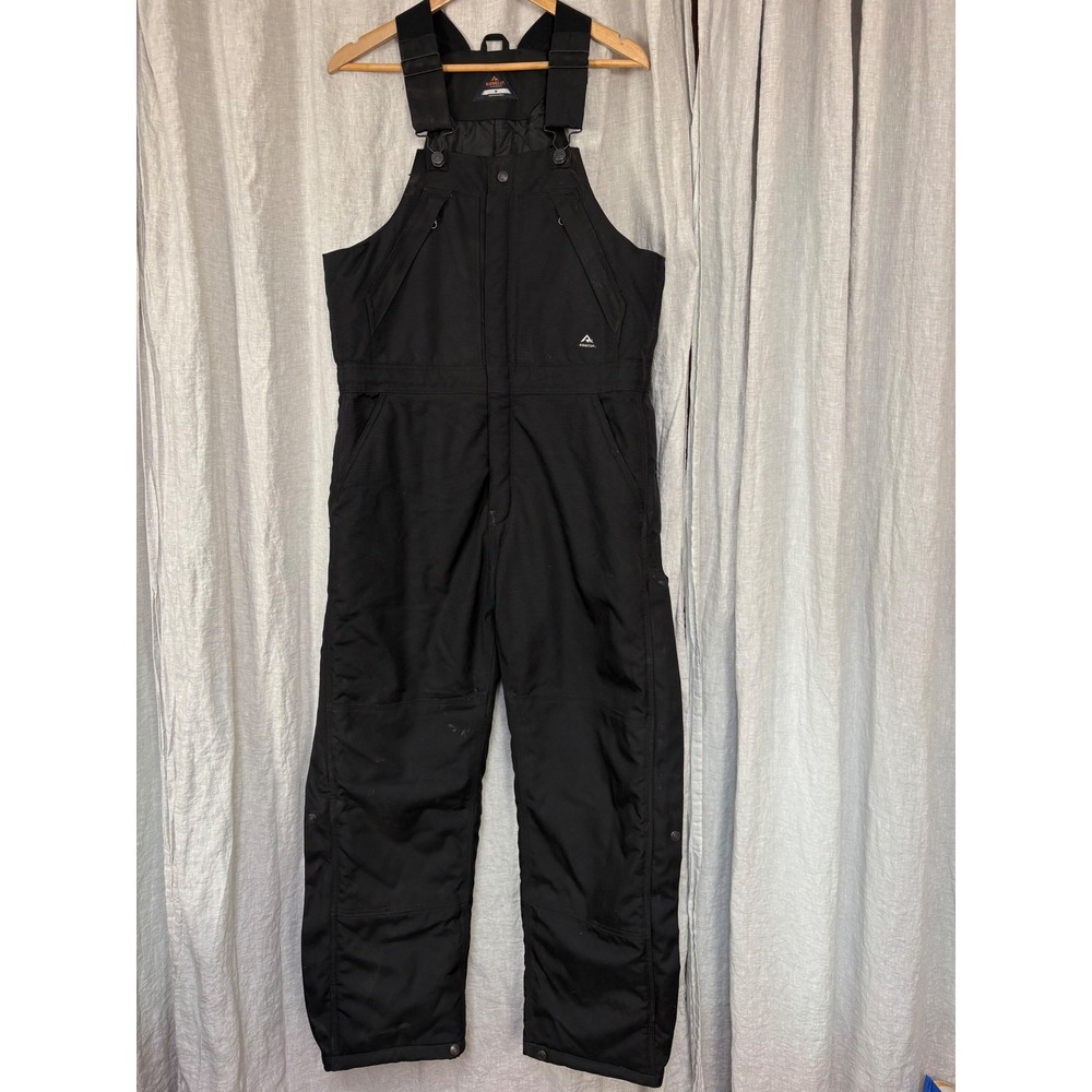 Ridgecut Mens Insulated Bib Overalls Black Canvas Workwear Quilted Lining Size M